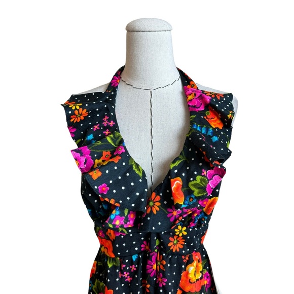 Vintage 60s 70s Sun Mates Hawaii Halter Mini Dress Hawaiian Aloha Floral NWT - Picture 2 of 9